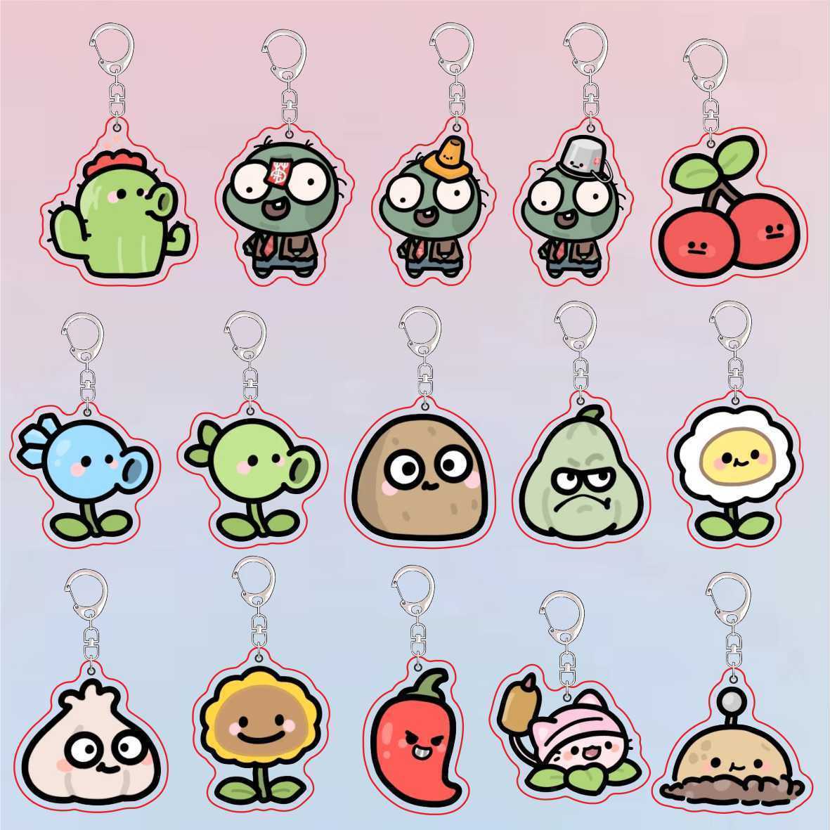 Jewelry Making Resin - Plants Vs Zombies Acrylic Cute Keychain