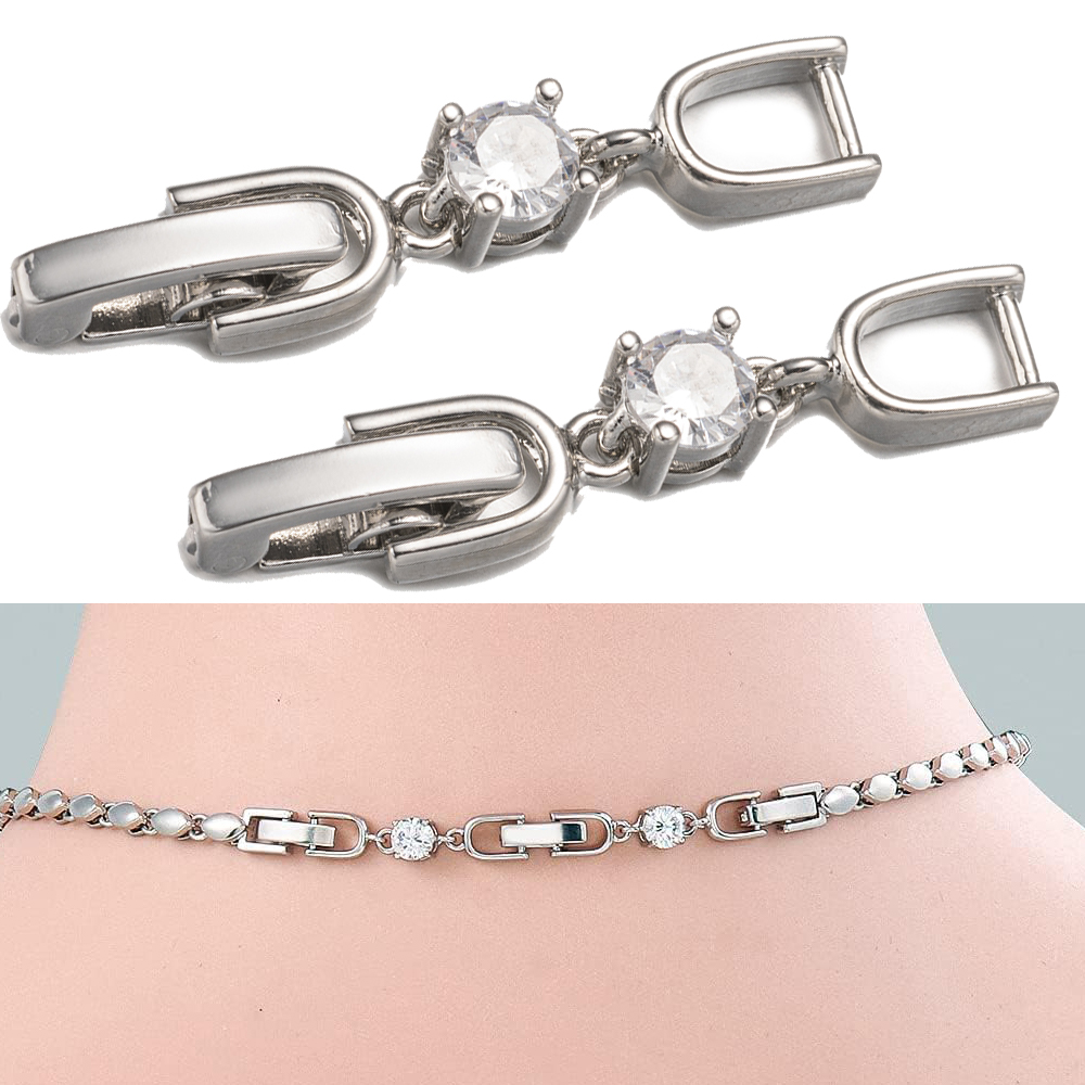 Jewelry Making Pieces - 5pcs White Gold Plated Crystal Rhinestone