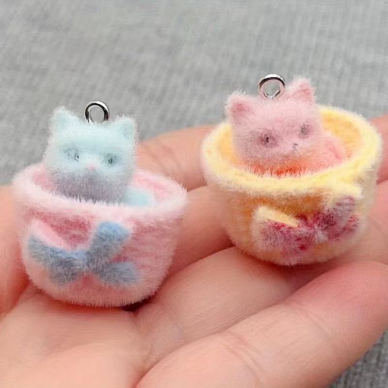 4pcs 3D plush resin cat pendan - đánh giá và giá Jewelry Making Resin
