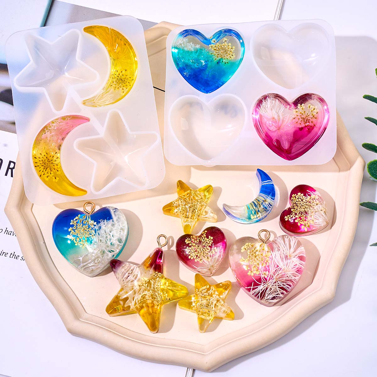 Heart Star Moon Pendant Silico - đánh giá và giá Resin Mold Jewelry