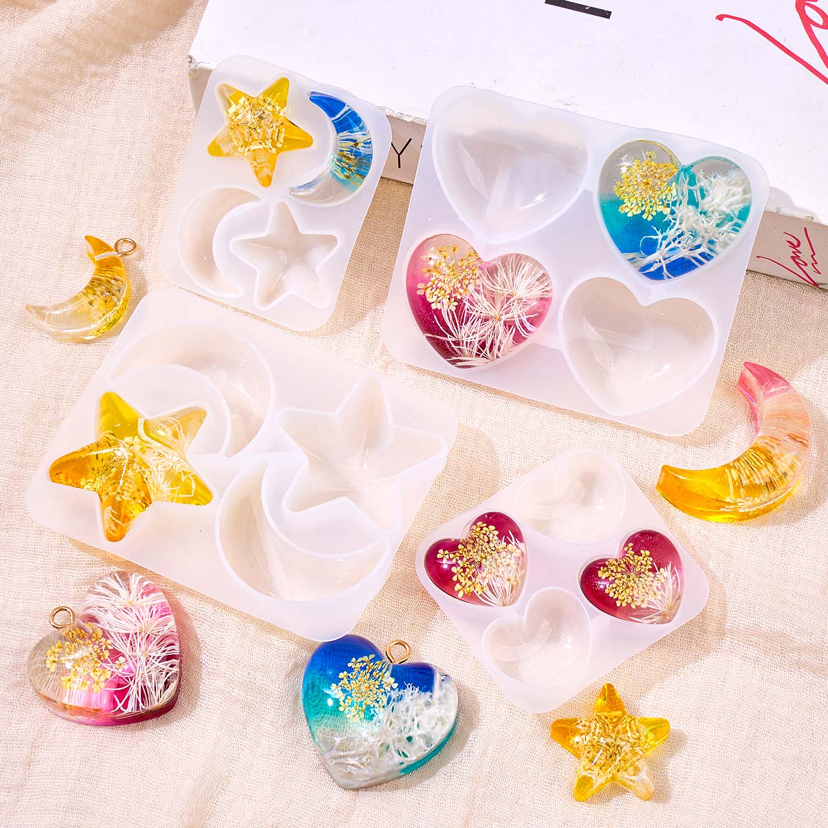 Heart Star Moon Pendant Silico - đánh giá và giá Resin Mold Jewelry