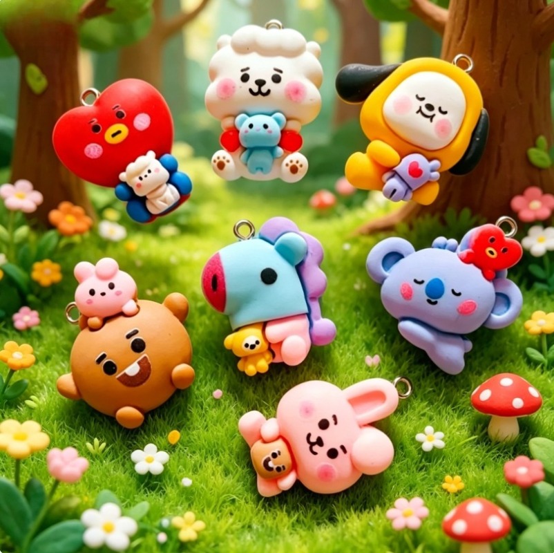 7pcs BT21 Resin Cartoon Charm  - đánh giá và giá Jewelry Making Charms